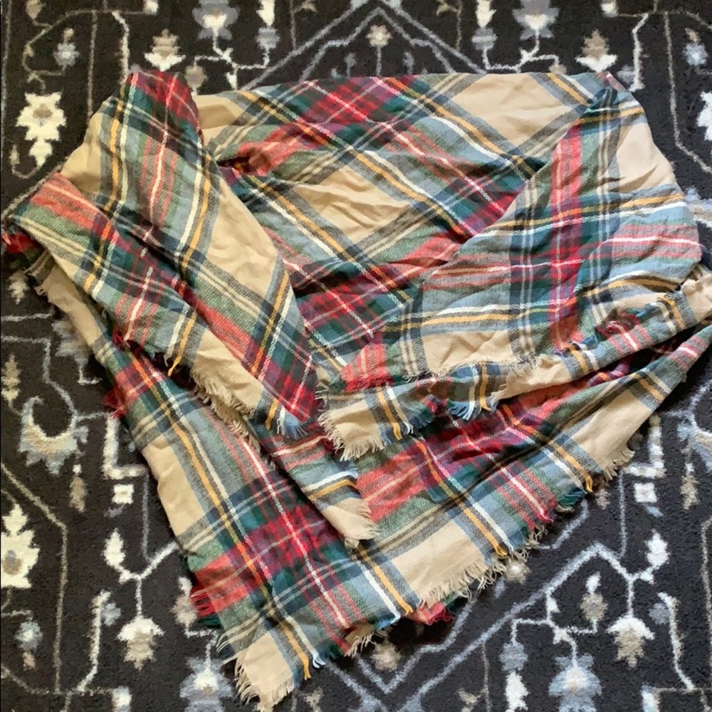 Plaid blanket scarf